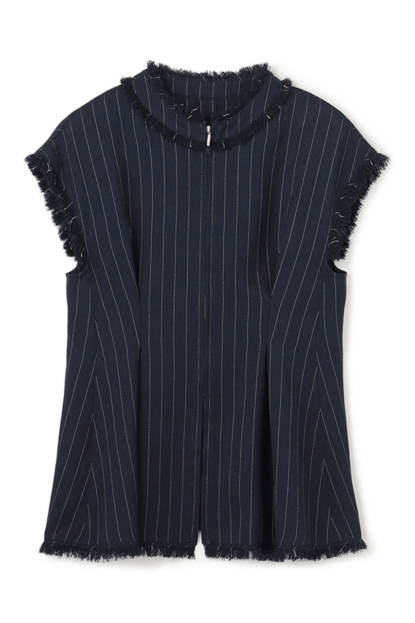 アンクレイヴ/uncraveのリネンライクツイル ジレブラウス(ネイビーストライプ/VRUVLM0502)