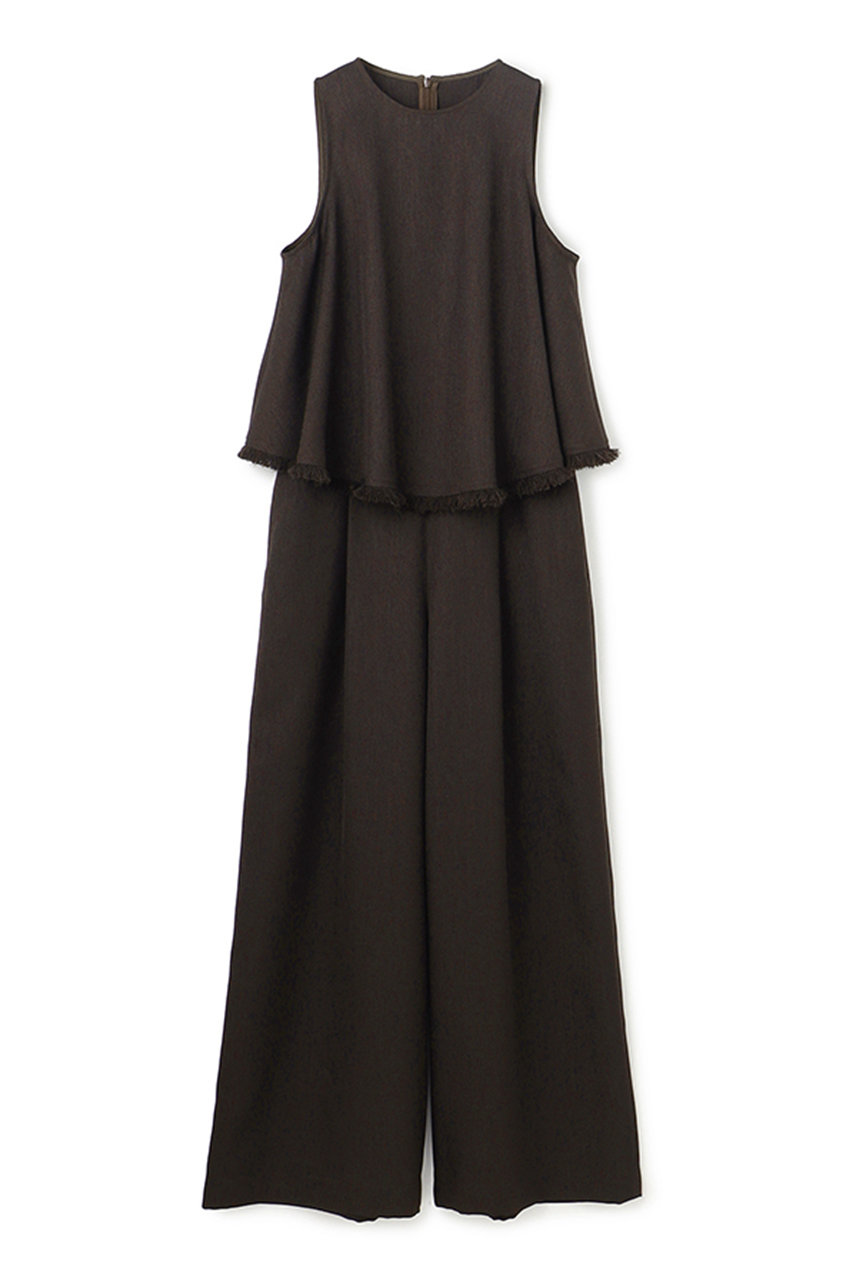 アンクレイヴ/uncraveのリネンライクツイル オールインワン(ダークブラウン/OPUVLM0502)