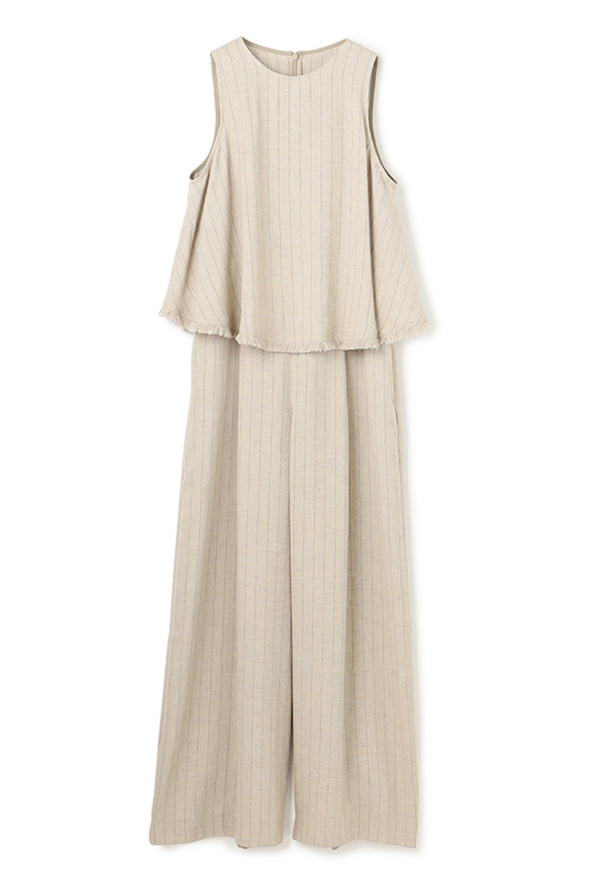 アンクレイヴ/uncraveのリネンライクツイル オールインワン(ブラックストライプ/OPUVLM0502)