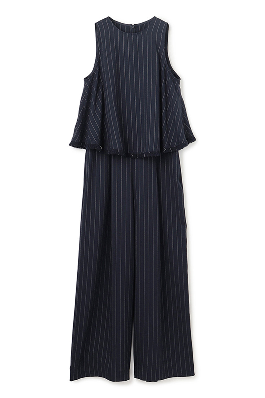 アンクレイヴ/uncraveのリネンライクツイル オールインワン(ネイビーストライプ/OPUVLM0502)