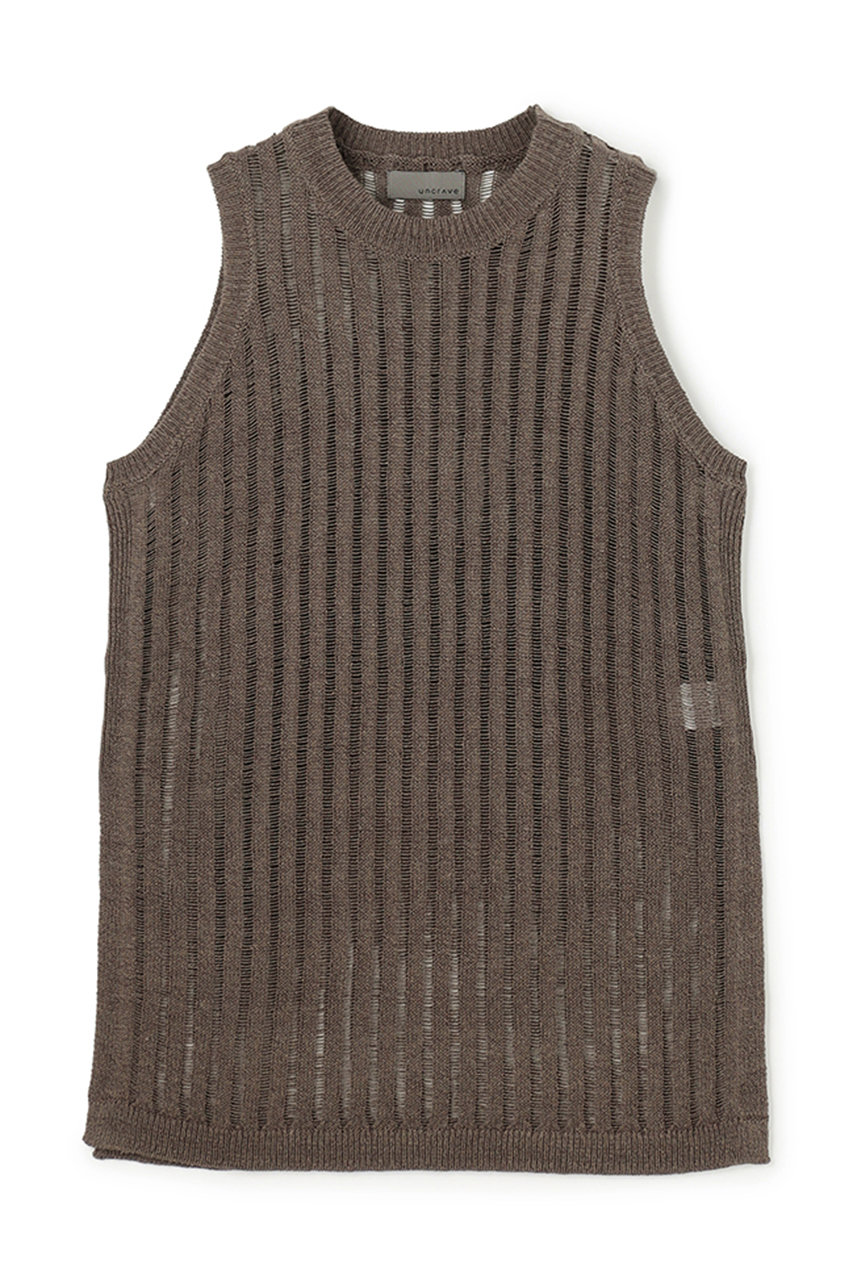 アンクレイヴ/uncraveのラミーリネンニット タンクトップ(カーキベージュ/KRUVLM0508)
