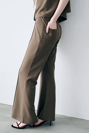 アンクレイヴ/uncraveのジョーゼットダブルジャージー フレアパンツ(110600/110601)