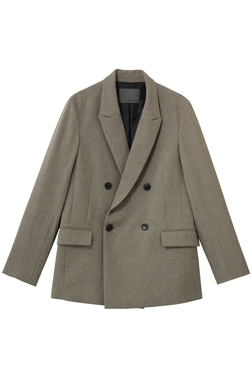 uncrave ウォッシャブルウールライクツイル ジャケット (シャンブレーチャコール, 2) アンクレイヴ ELLE SHOP