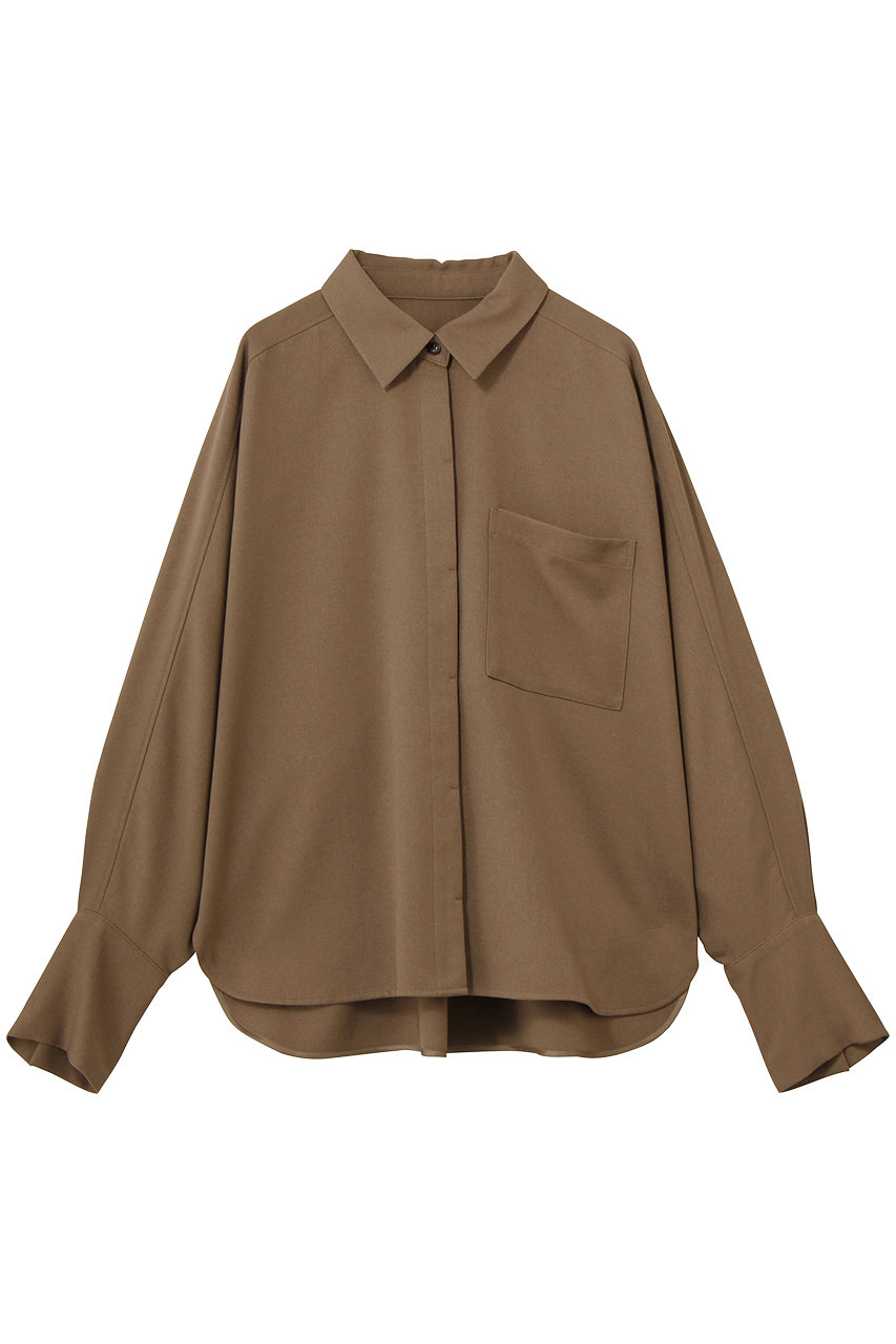 uncrave ウォッシャブルウールライクツイル ドルマンシャツ (キャメルベージュ, 2) アンクレイヴ ELLE SHOP