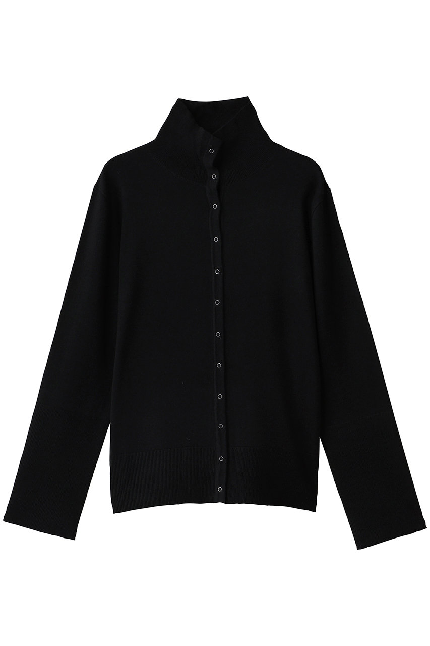 uncrave ハイゲージニット フロントボタントップス (ブラック, 1) アンクレイヴ ELLE SHOP