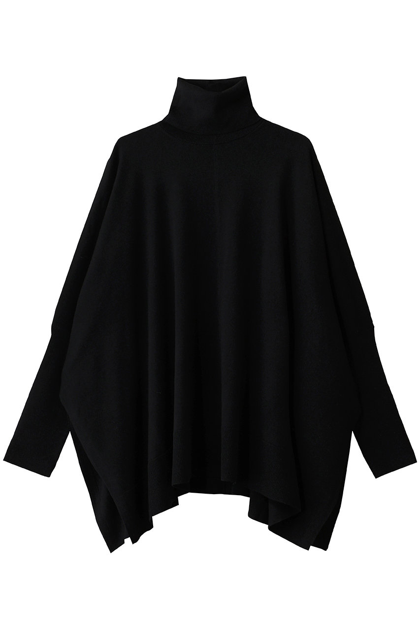 uncrave ハイゲージニット ポンチョトップス (ブラック, F) アンクレイヴ ELLE SHOP