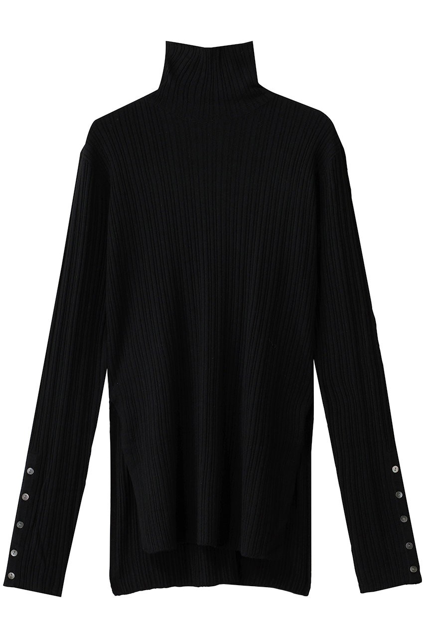 uncrave ハイゲージニット ハイネックリブトップス (ブラック, F) アンクレイヴ ELLE SHOP