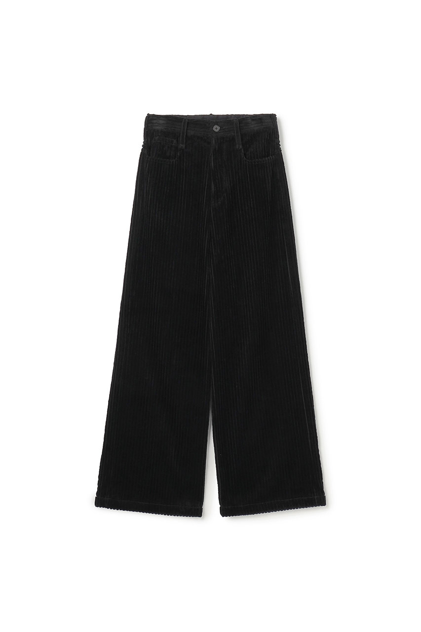 uncrave コーデュロイ ワイドパンツ (ブラック, 1) アンクレイヴ ELLE SHOP