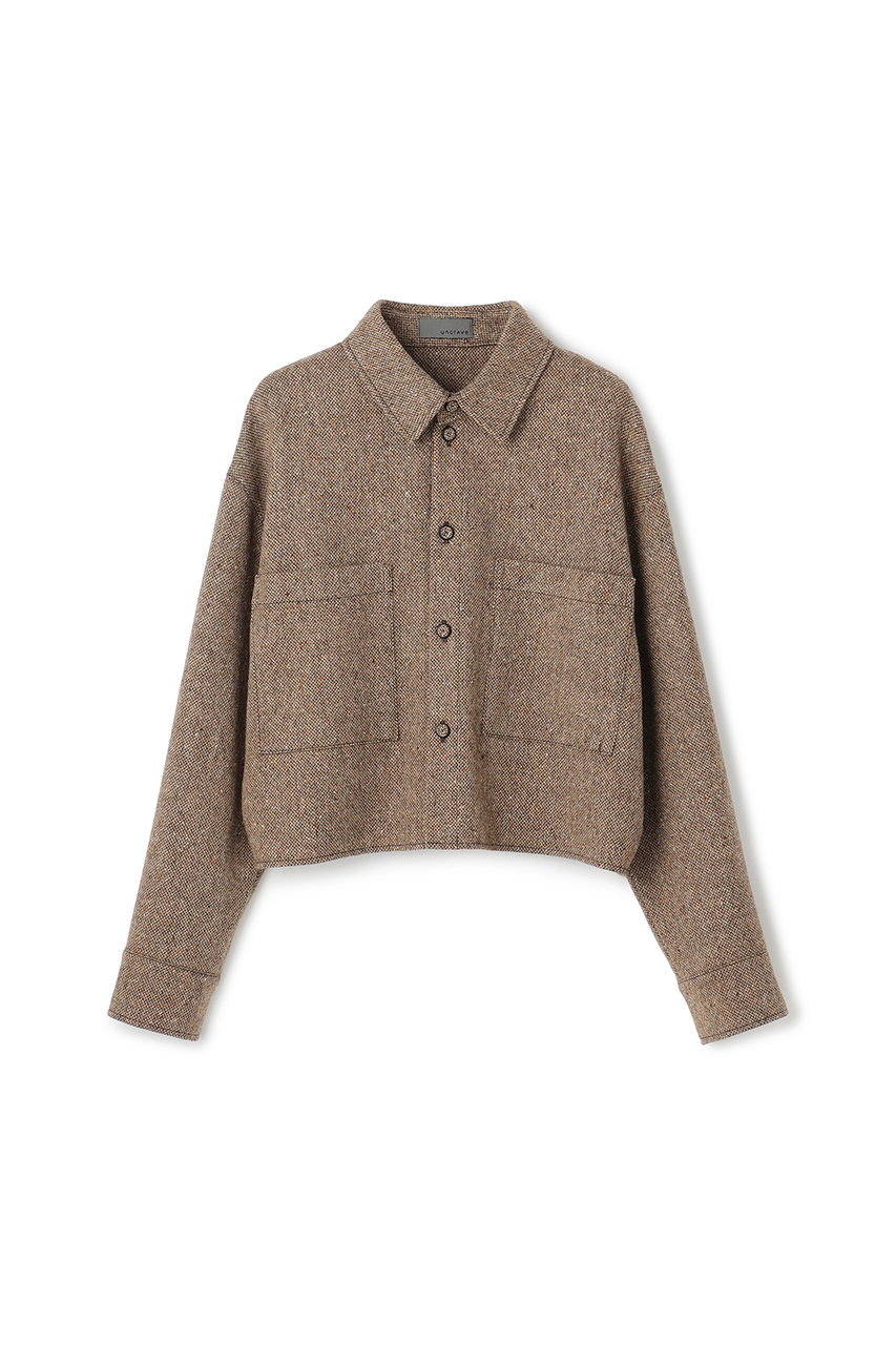 uncrave ネップツィード シャツ (ブラウン×ベージュ, T1) アンクレイヴ ELLE SHOP