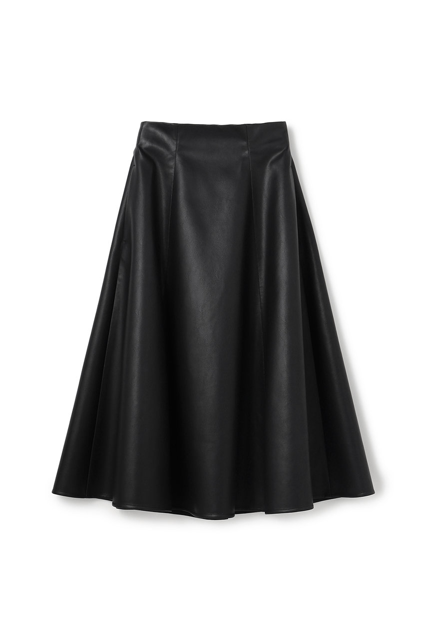 uncrave フェイクレザー フレアスカート (ブラック, 0) アンクレイヴ ELLE SHOP