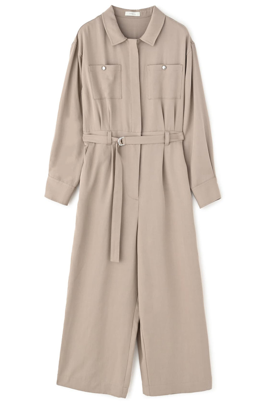 STRATA ヴィンテージツイルジャンプスーツ (ベージュ, Short) エストラータ ELLE SHOP STRATA ヴィンテージツイルジャンプスーツ (ベージュ, Short) エストラータ ELLE SHOP