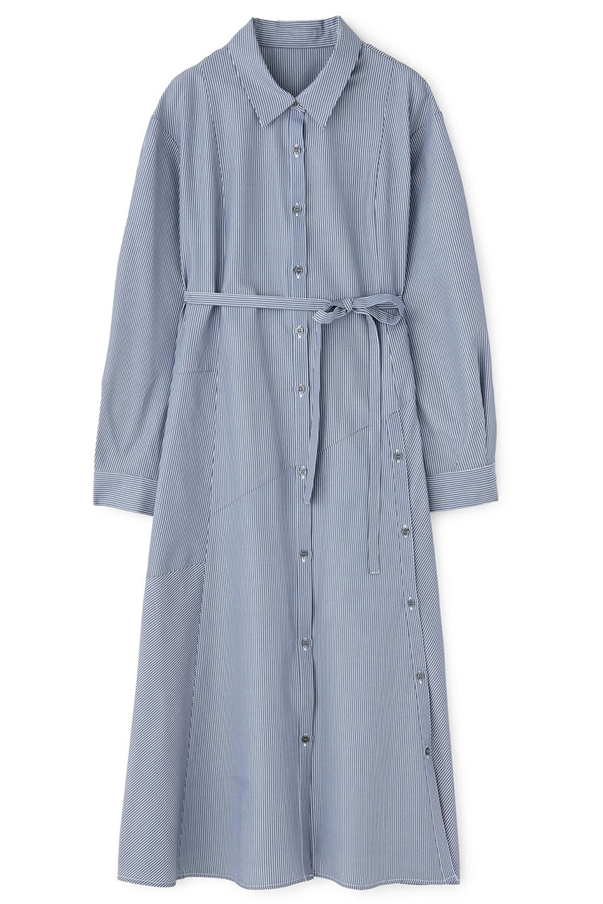 STRATA ボタンスリットシャツワンピース (ネイビー×オフ, Regular) エストラータ ELLE SHOP STRATA ボタンスリットシャツワンピース (ネイビー×オフ, Regular) エストラータ ELLE SHOP