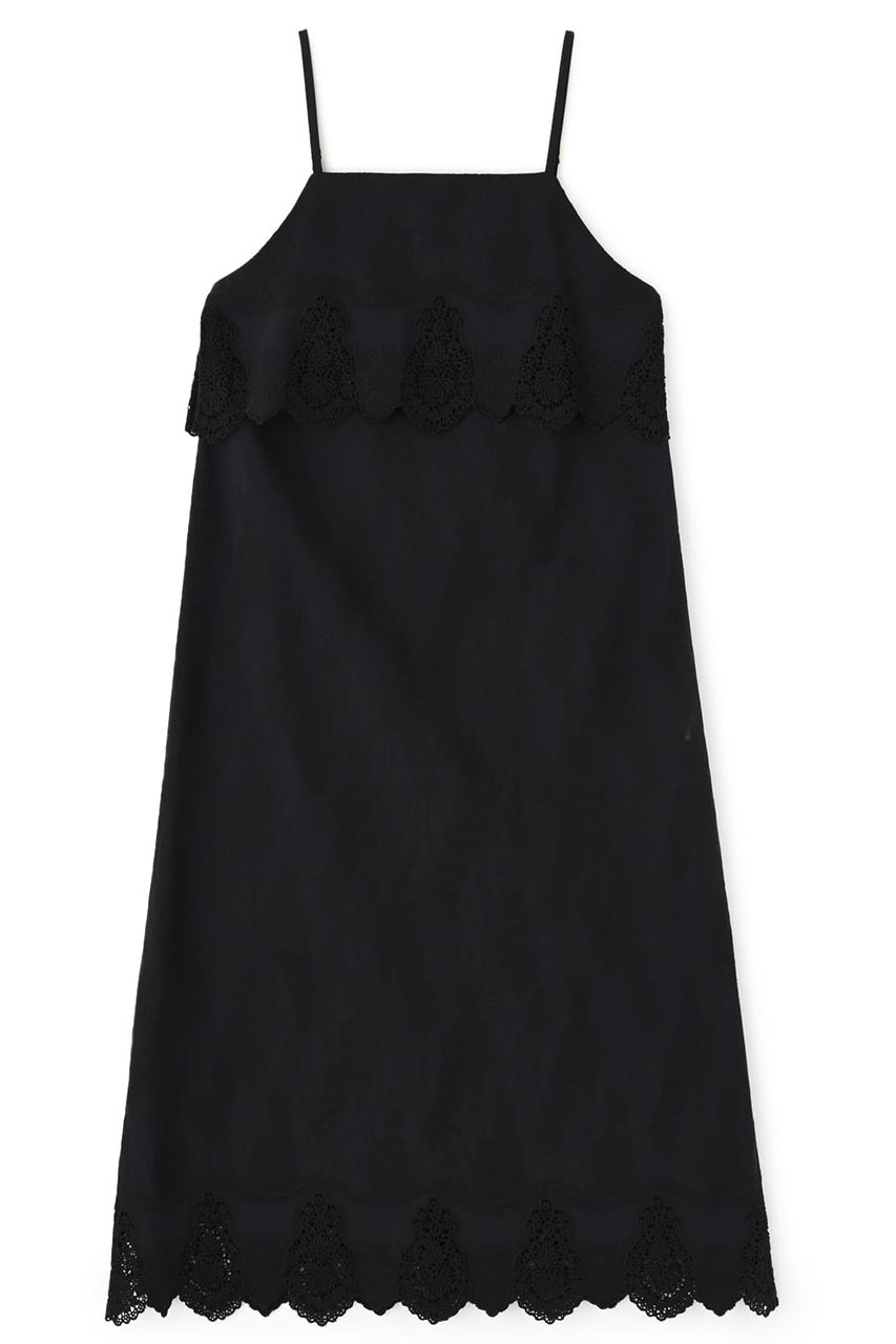 STRATA エンブロイダリースカラップキャミソールワンピース (ブラック, ONE SIZE) エストラータ ELLE SHOP STRATA エンブロイダリースカラップキャミソールワンピース (ブラック, ONE SIZE) エストラータ ELLE SHOP