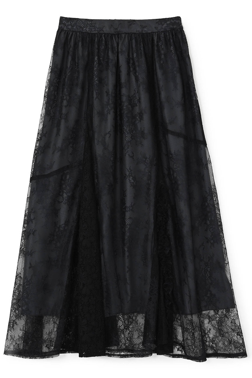 STRATA ミックスレースアシメギャザースカート (ブラック, XS) エストラータ ELLE SHOP STRATA ミックスレースアシメギャザースカート (ブラック, XS) エストラータ ELLE SHOP
