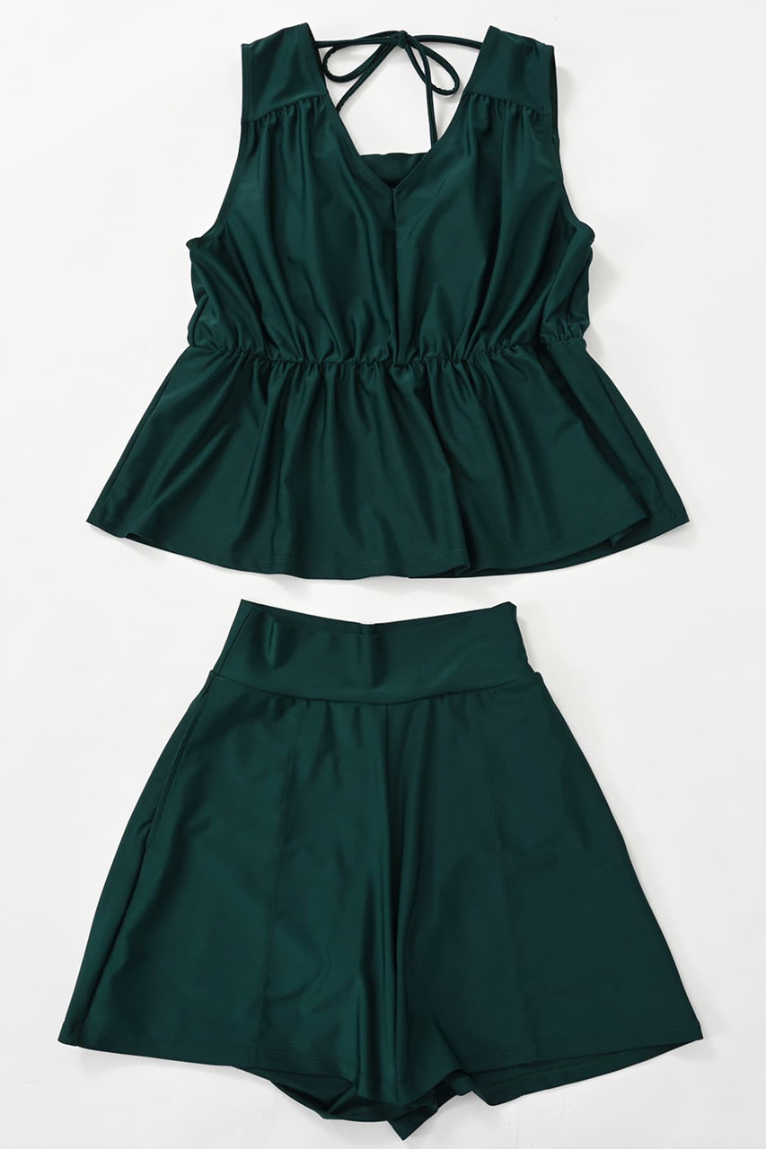 STRATA 【COHINA】バックリボン3ピーススイムウェア (ディープグリーン, XS) エストラータ ELLE SHOP STRATA 【COHINA】バックリボン3ピーススイムウェア (ディープグリーン, XS) エストラータ ELLE SHOP