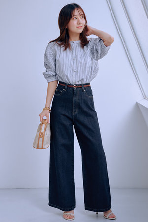 エストラータ/STRATAの【COHINA】KUROKI DENIM フレアワイド(110600/110604)