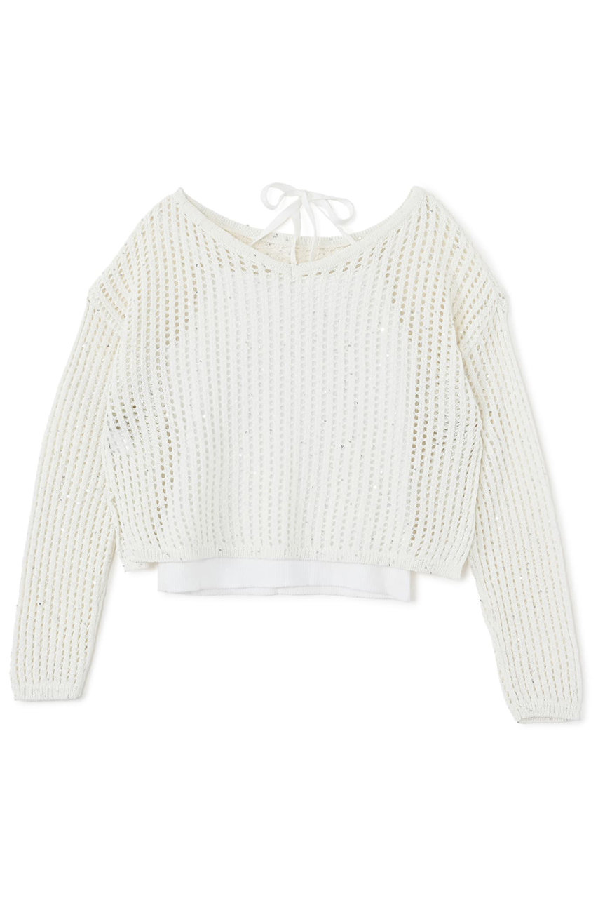 STRATA スパンコールコットンニットセット (オフホワイト, ONE SIZE) エストラータ ELLE SHOP STRATA スパンコールコットンニットセット (オフホワイト, ONE SIZE) エストラータ ELLE SHOP