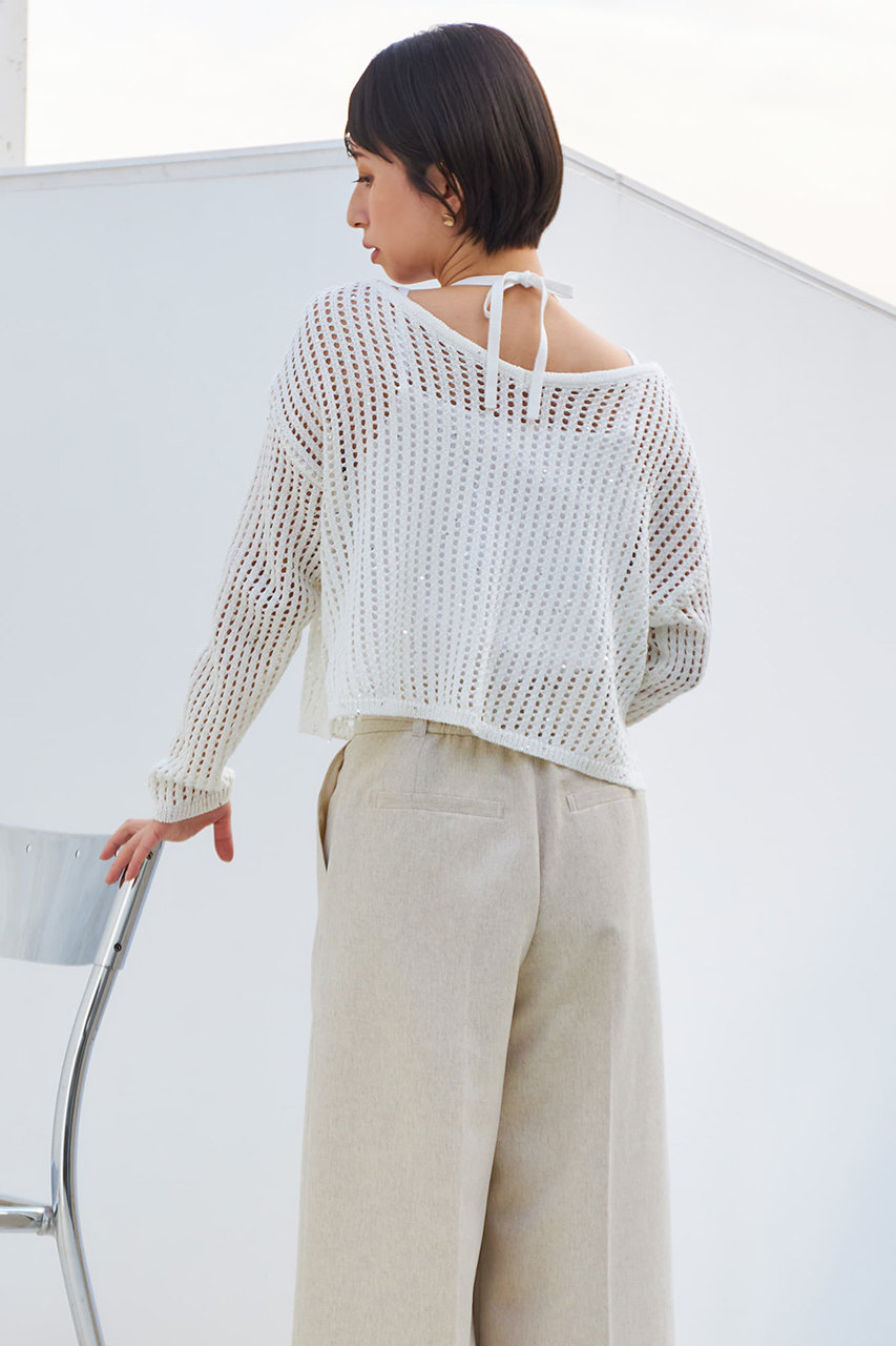 STRATA◆25SS/スパンコールコットンニットセット/ニット・セーター(薄手)/FREE/コットン/BLU/SHD0010 STRATA(エストラータ)｜スパンコールコットンニットセット/オフ
