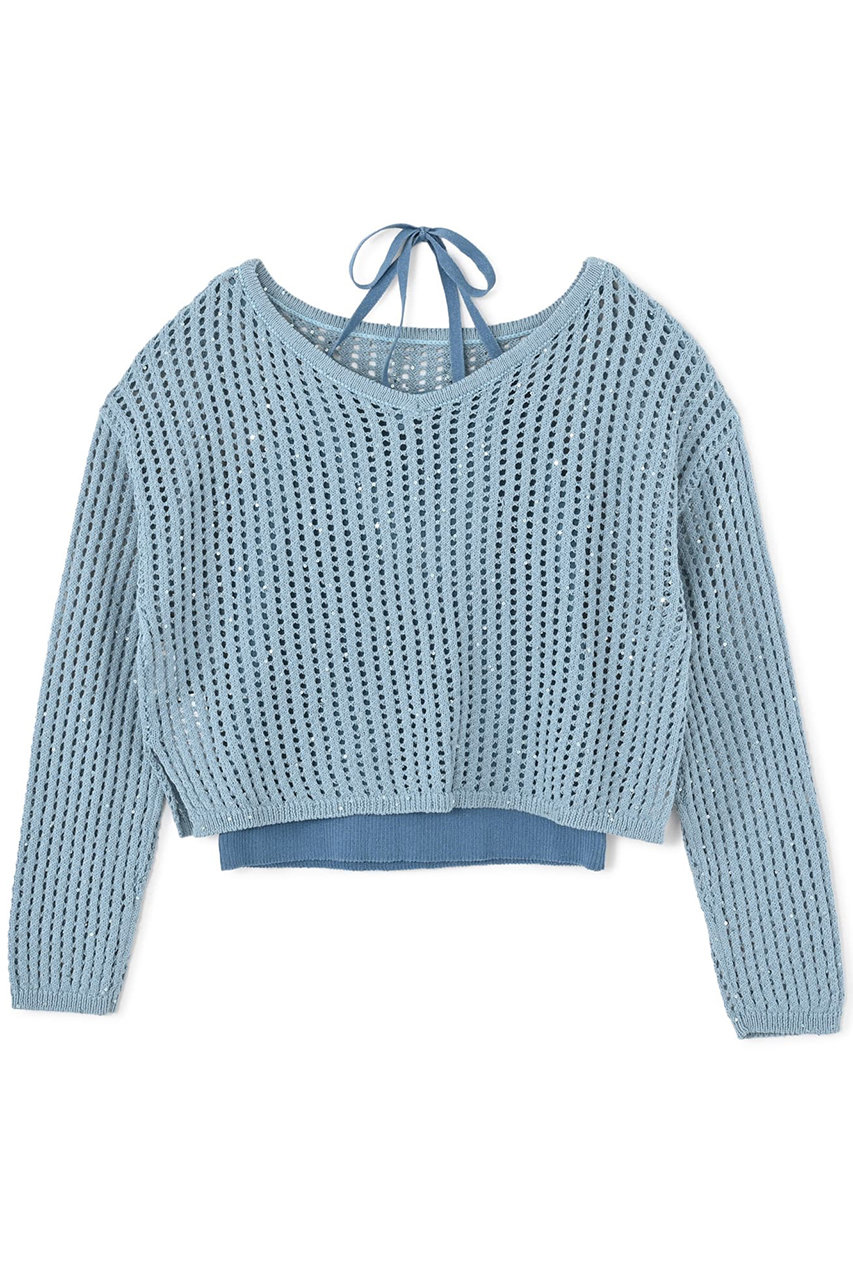 STRATA スパンコールコットンニットセット (ブルー, ONE SIZE) エストラータ ELLE SHOP STRATA スパンコールコットンニットセット (ブルー, ONE SIZE) エストラータ ELLE SHOP
