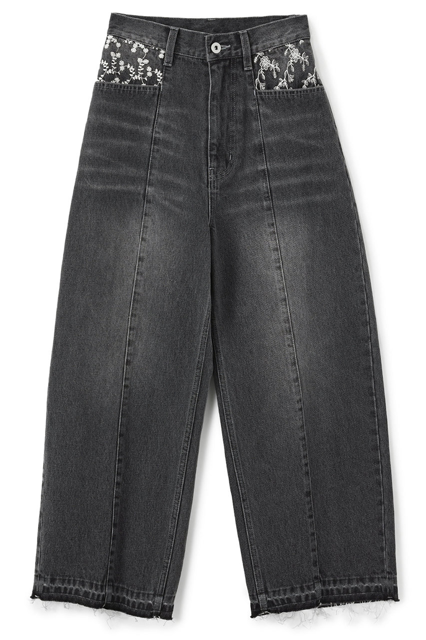 STRATA エンブロイダリーカーブデニム (ウォッシュブラック, Short(S)) エストラータ ELLE SHOP STRATA エンブロイダリーカーブデニム (ウォッシュブラック, Short(S)) エストラータ ELLE SHOP