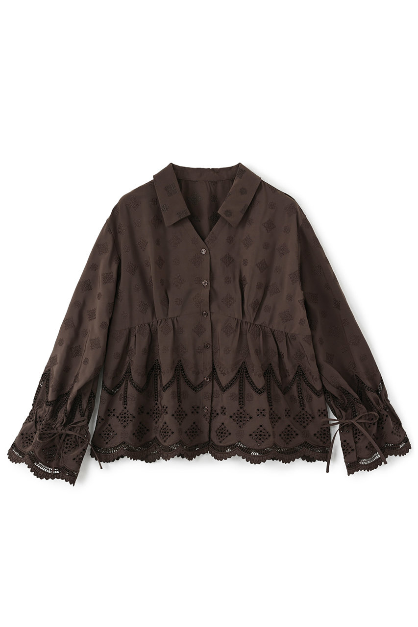 エンブロイダリーリボンスリーブブラウス