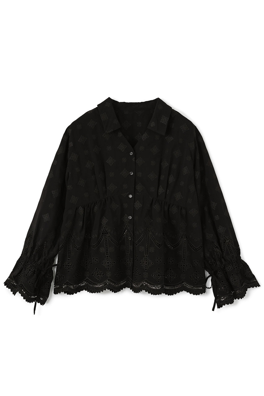 エンブロイダリーリボンスリーブブラウス