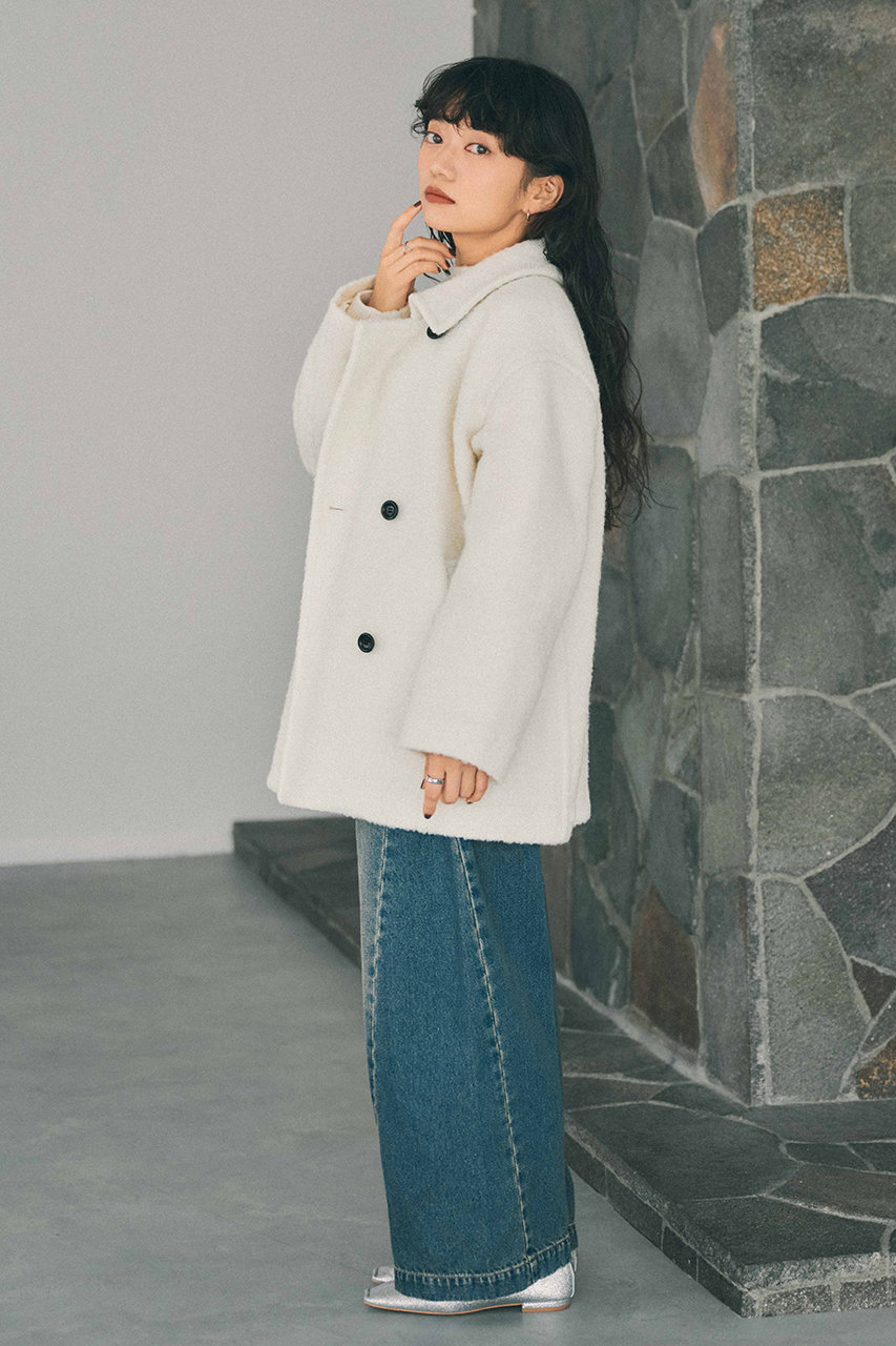 25AW【STRATA】ウールループダブルコート STRATA(エストラータ)｜ウールループダブルコート/アイボリー の通販