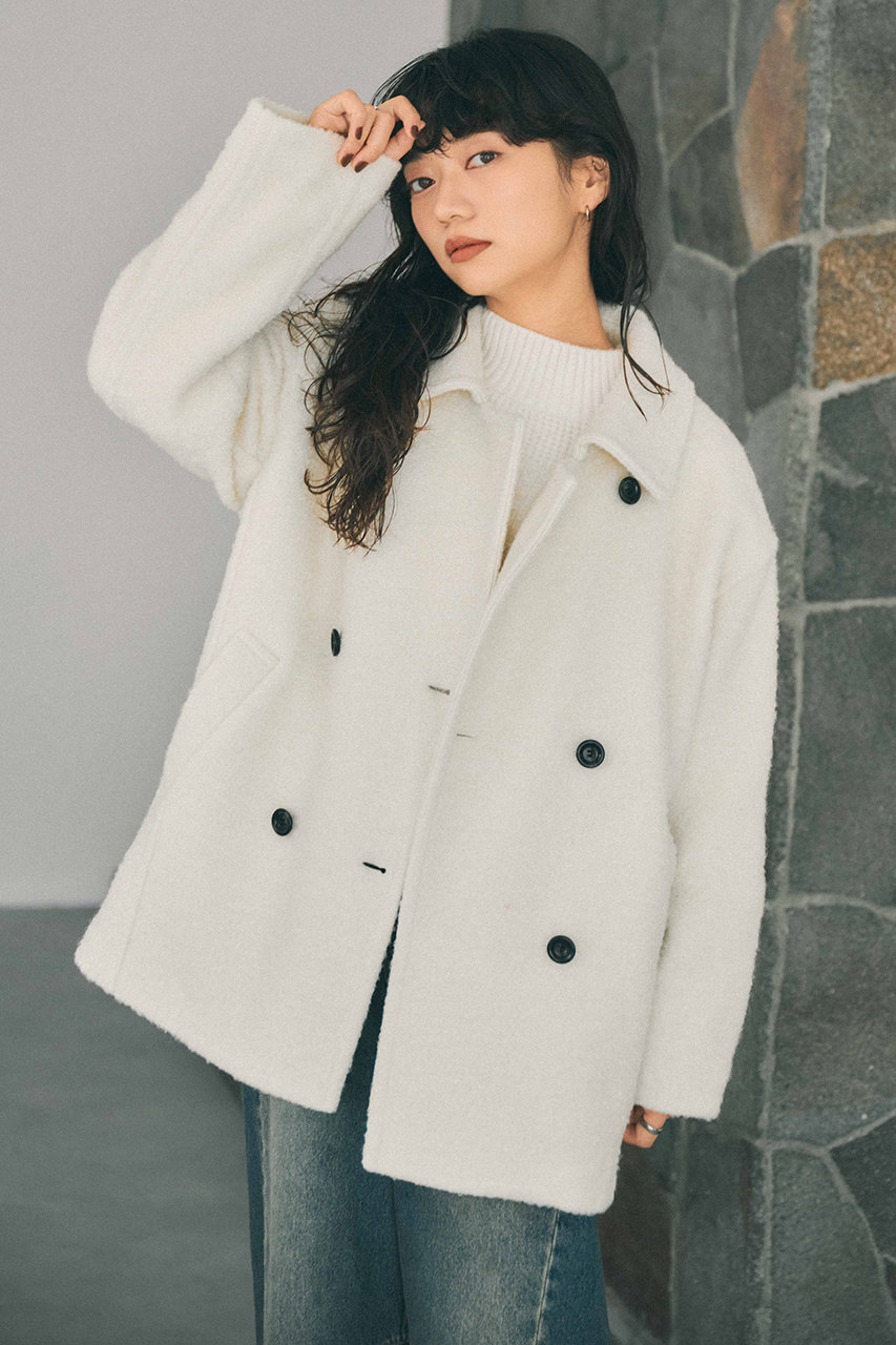 25AW【STRATA】ウールループダブルコート STRATA(エストラータ)｜ウールループダブルコート/アイボリー の通販