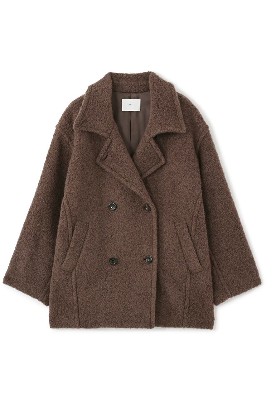 STRATA ウールループダブルコート (ブラウン, ONE SIZE) エストラータ ELLE SHOP
