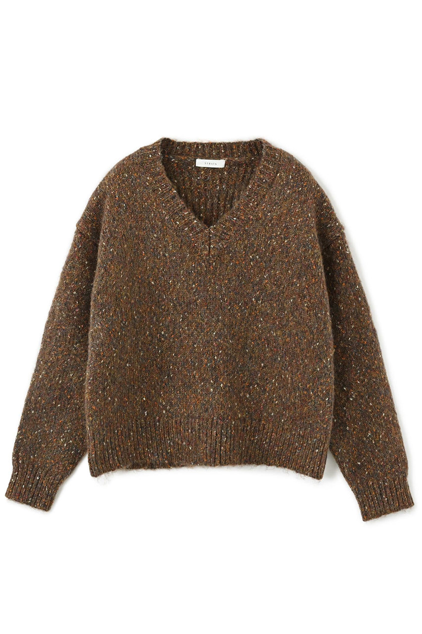 エストラータ/STRATAのヴィンテージライクミックスヤーンニット(ブラウン/SHJ0004_SHJ000403)