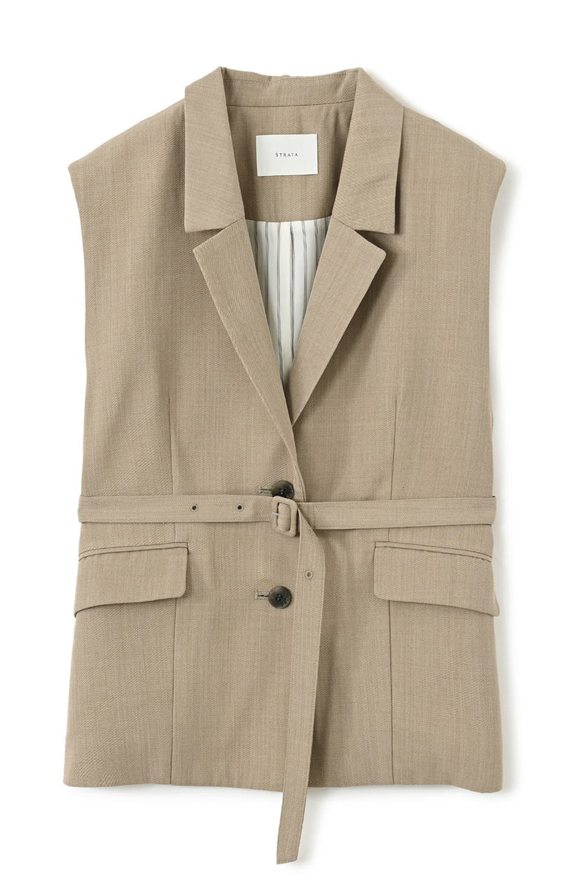 エストラータ/STRATAのウールツイルシングルテーラードジレ(ベージュ/SHJ0010_SHJ001003)