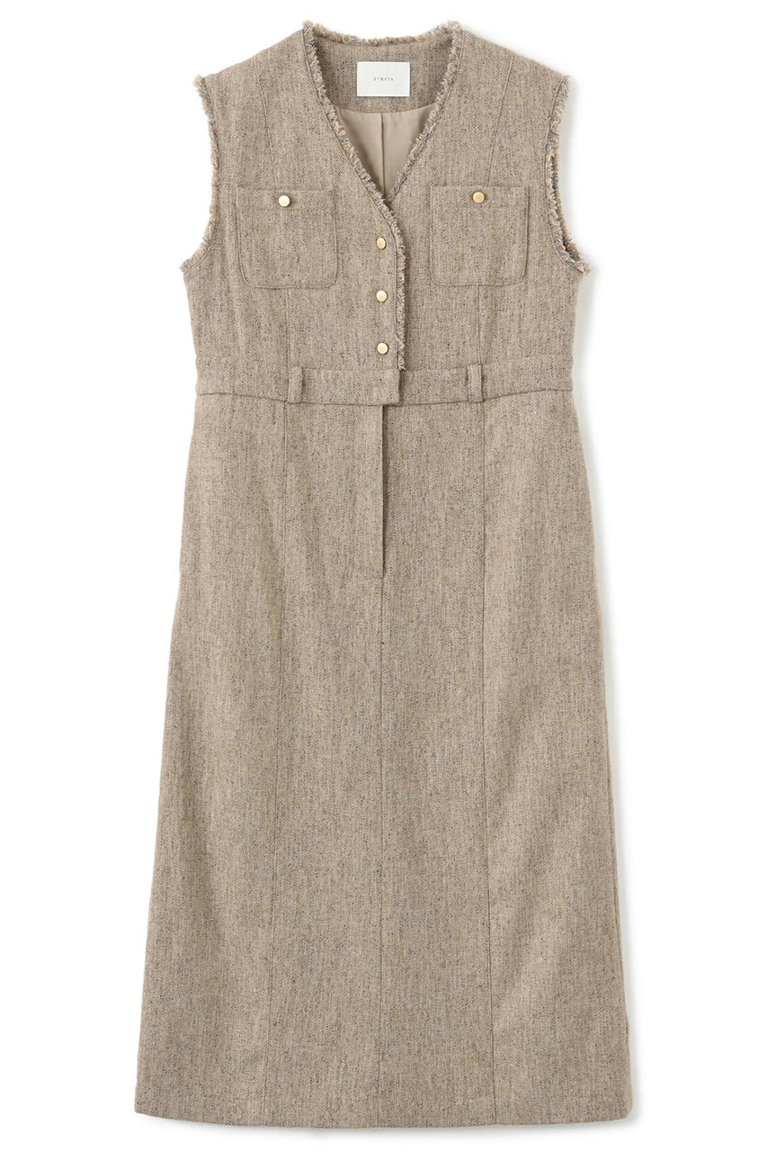 エストラータ/STRATAのウールツイードジャンパースカート(ベージュ/SHJ0012_SHJ001206)