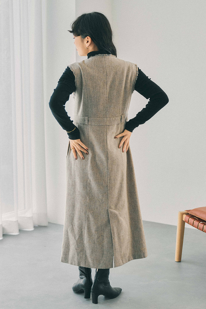 STRATA(エストラータ)｜ウールツイードジャンパースカート/ベージュ の