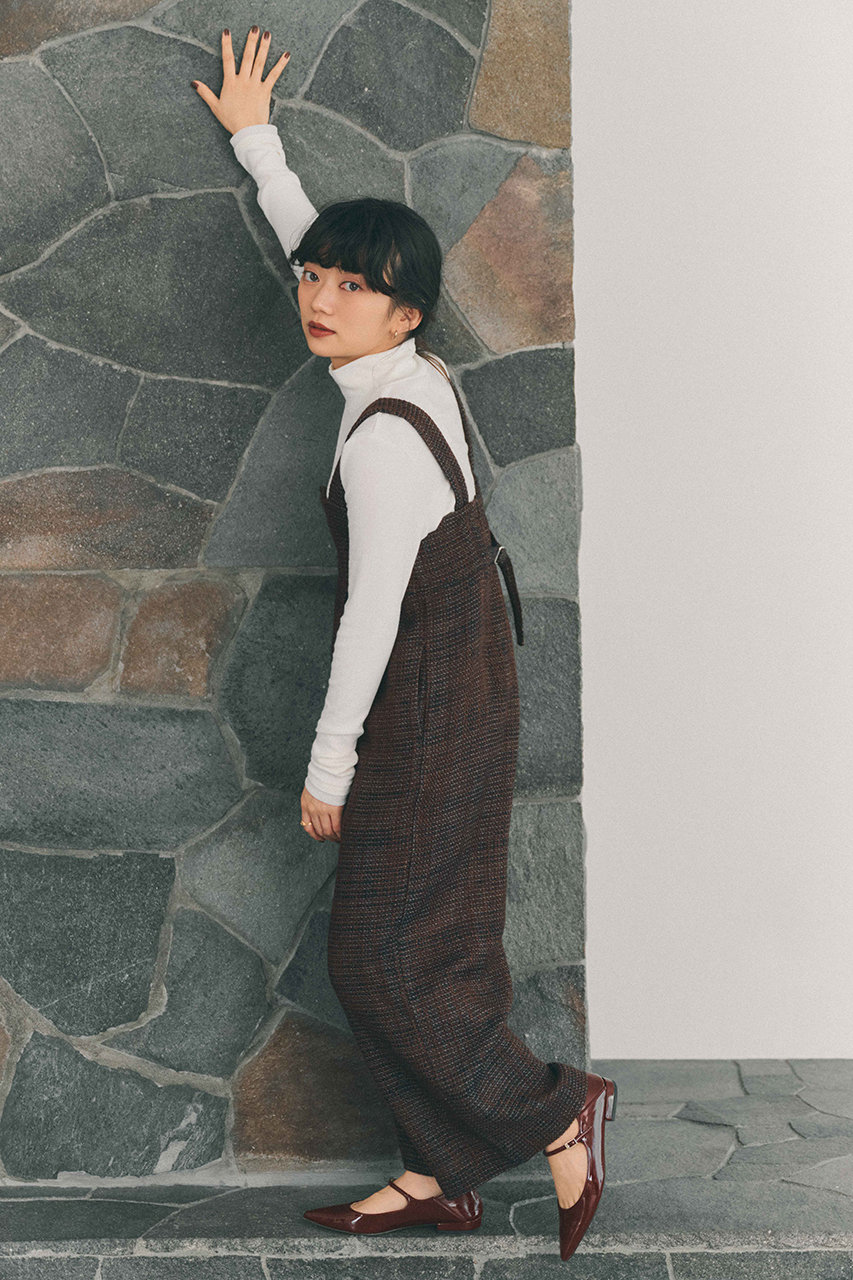 STRATA(エストラータ)｜ラメミックスツイードサロペット/ブラウン の