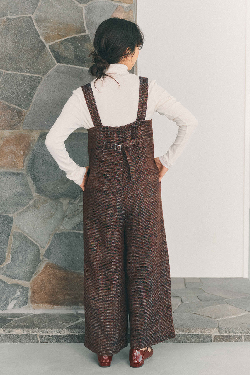 STRATA(エストラータ)｜ラメミックスツイードサロペット/ブラウン の