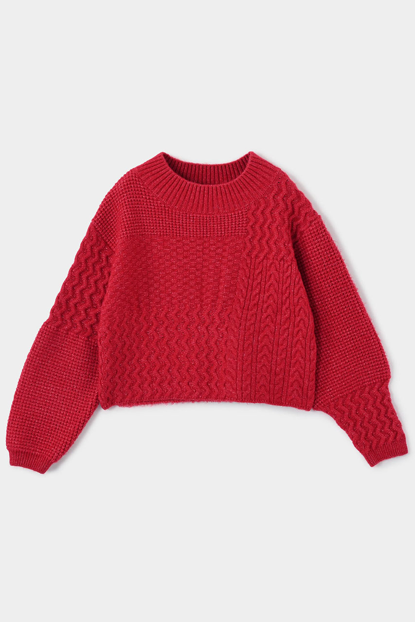 エストラータ/STRATAのパターンミックスニット(レッド/SHJ0014_SHJ001403)