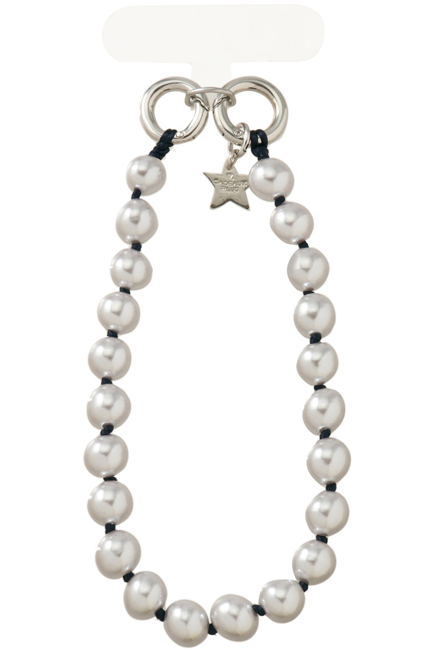 【CADEAUX PLUS】シルバーグレーパール スマホストラップ