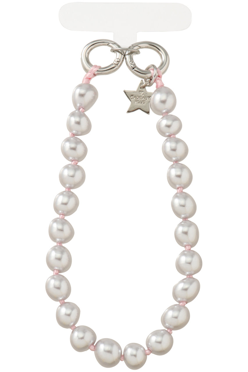 カドー/CADEAUXの【受注生産】【CADEAUX PLUS】シルバーグレーパール スマホストラップ(ライトピンク/Z0001-SV11-LPIK)
