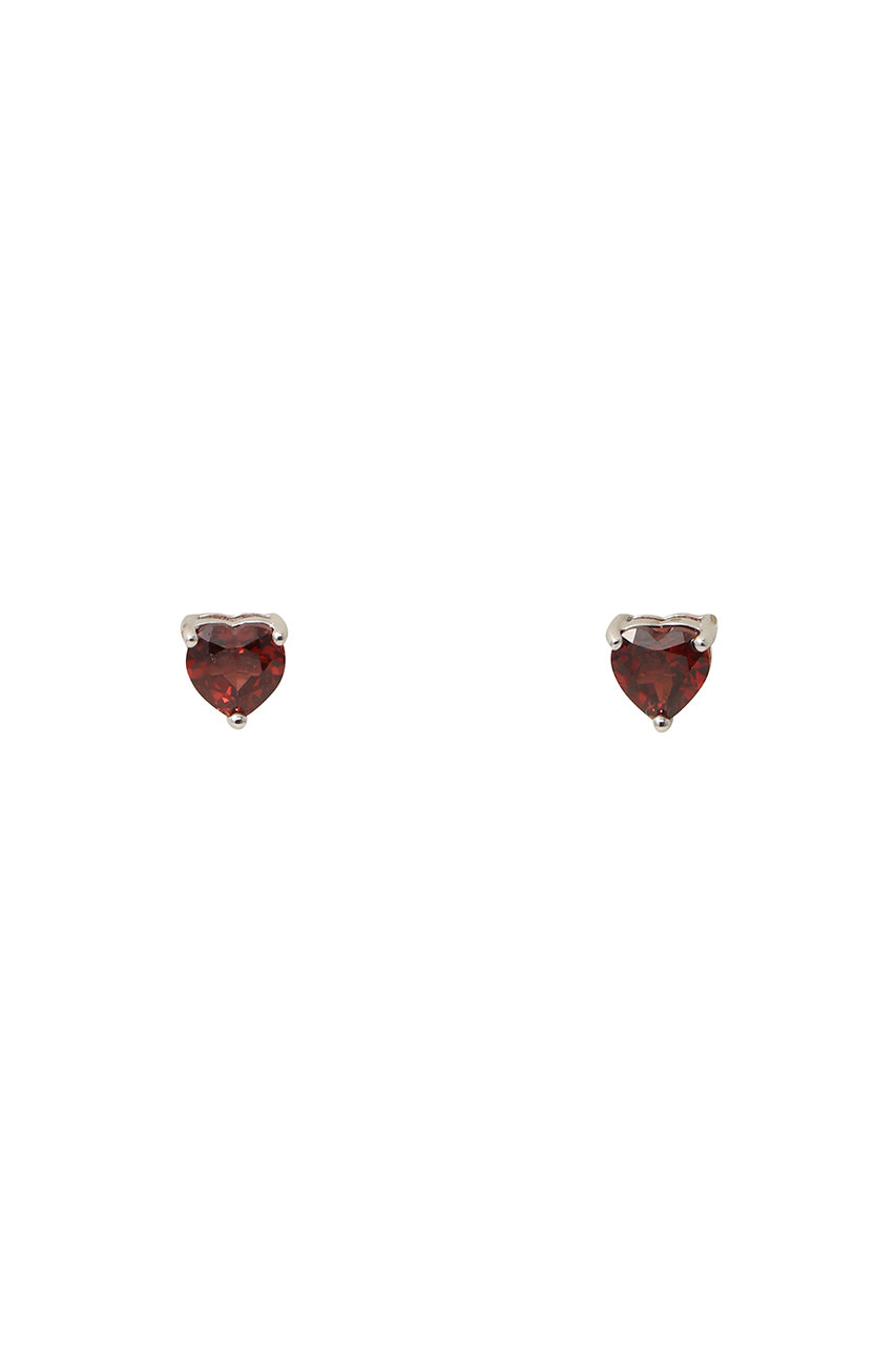 カドー/CADEAUXのガーネットハートスタッドピアス(レッド/pierce207-SV-H6mm-Garnet)