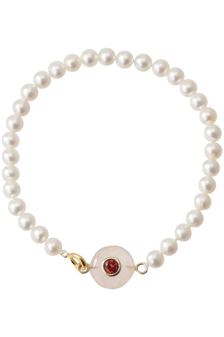 カドー/CADEAUXのバイカラーストーン＆パール ブレスレット（ローズクオーツ）(ホワイト/bracelet174-SV)