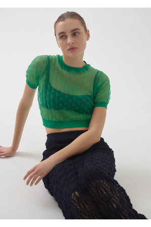 ナイスナイス モーメント/NICENICE MOMENTのレースニットトップ（ローカットブラ付き）