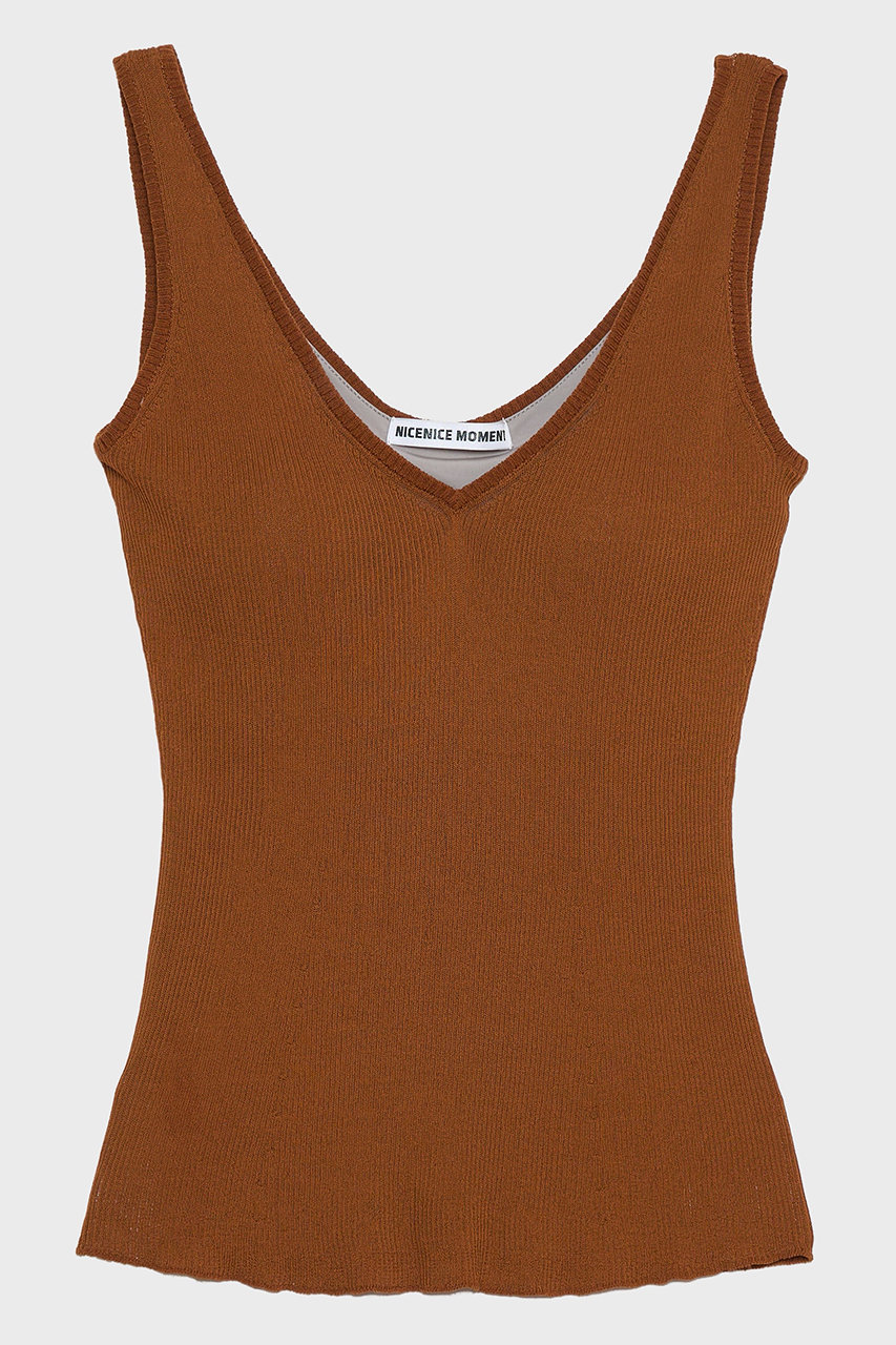 ナイスナイスモーメント/NICENICE MOMENTのディープ Vネック タンクトップ(ピーナッツパッド付き)(シダーブラウン/N1-26S-008)