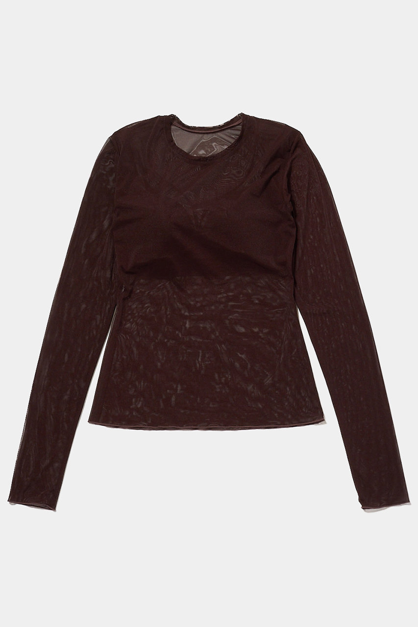 ナイスナイスモーメント/NICENICE MOMENTのメッシュ ロングスリーブ シェル(3Dカップ付き)(チェリーラッカー/NNM3-24A-014)