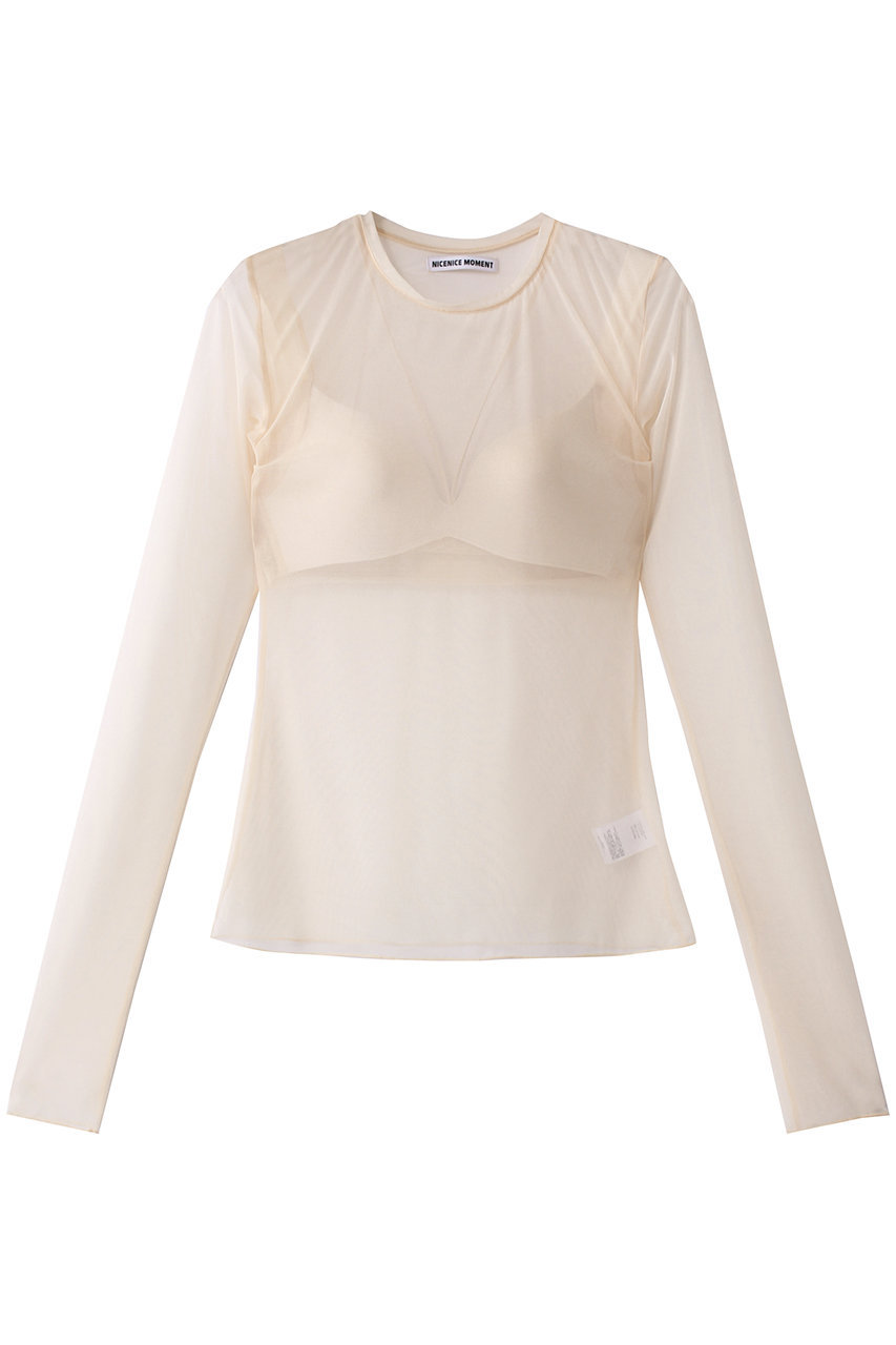 ナイスナイスモーメント/NICENICE MOMENTのメッシュ ロングスリーブ シェル(3Dカップ付き)(ベージュ/NNM3-24A-014)