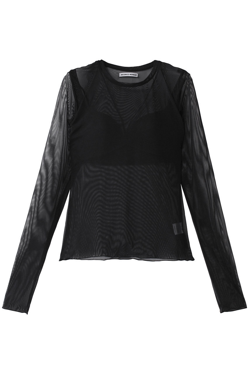 ナイスナイスモーメント/NICENICE MOMENTのメッシュ ロングスリーブ シェル(3Dカップ付き)(ブラック/NNM3-24A-014)