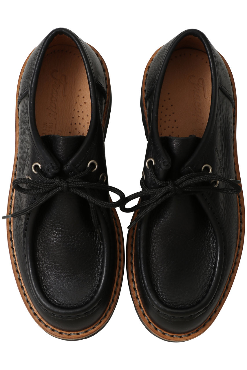 Fracap(フラカップ)｜厚底モカシンレースアップシューズ/ブラック の