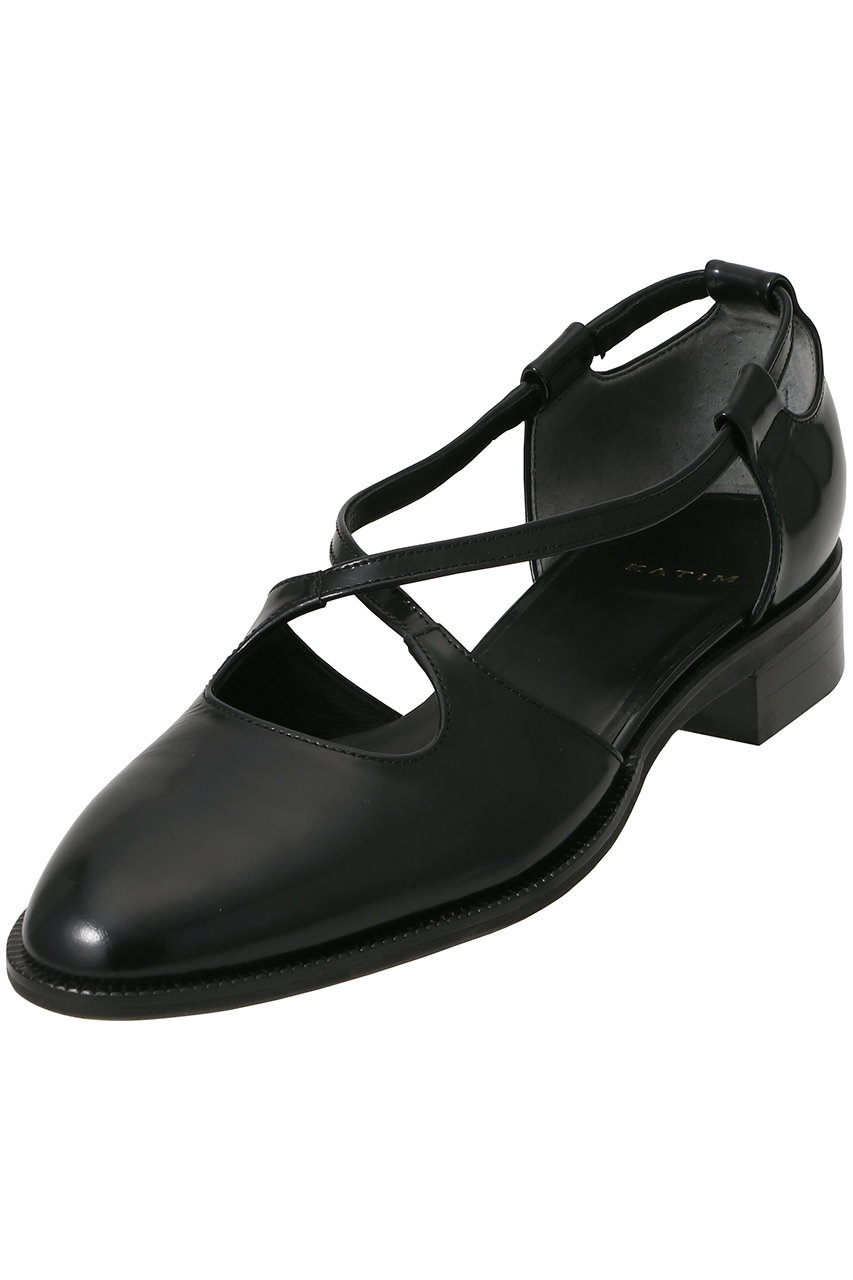 KATIM SHAW クロスストラップシューズ (グラスブラック, 38(25)) カチム ELLE SHOP KATIM SHAW クロスストラップシューズ (グラスブラック, 38(25)) カチム ELLE SHOP