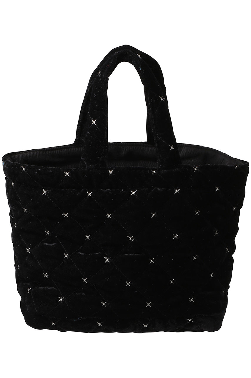 マリュス/MALUSのベルベット キルティング　ミニトートバッグ(ブラック/MSG-021)