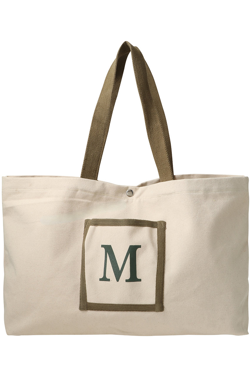 マリュス/MALUSのDouble pocket big トートバッグ(エクリュ×オリーブ/MSG-032)