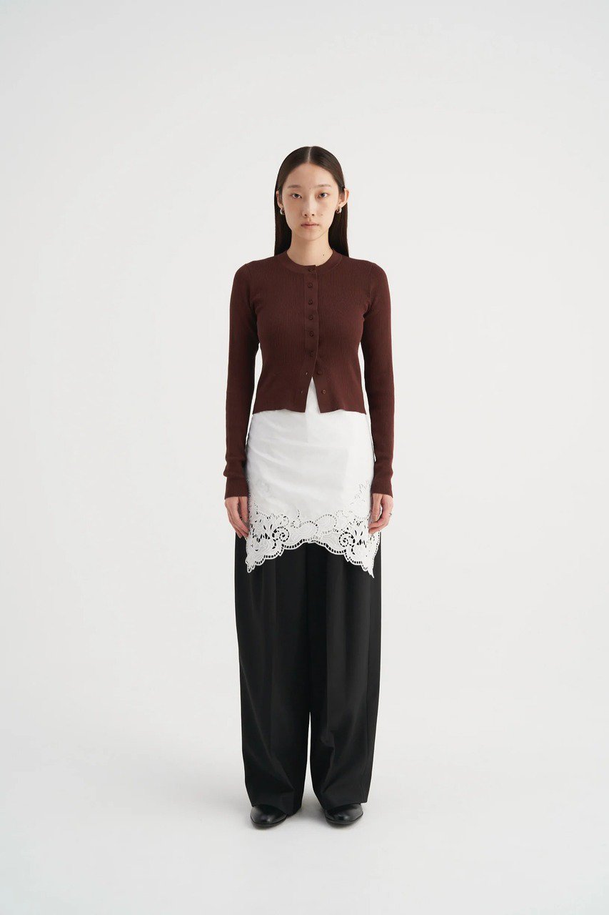 Venica(ヴェニカ)｜Cotton silk knit cardigan/brown の通販｜ELLESHOP